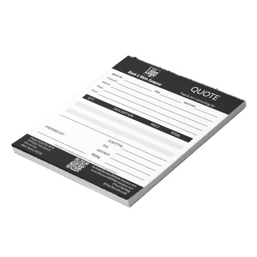 Basic Professional Service Business Black Quote  ノートパッド (回転)