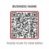 Basic Red Restaurant QR Code Scan for Menu Sticker シール (正面)