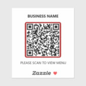 Basic Red Restaurant QR Code Scan for Menu Sticker シール (シート)