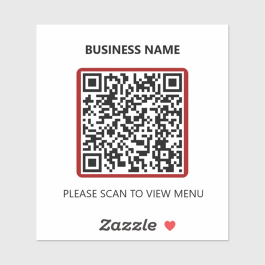 Basic Red Restaurant QR Code Scan for Menu Sticker シール (シート)