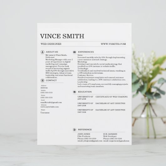 Basic Resume Template Design Easy Customization (スタンド正面)