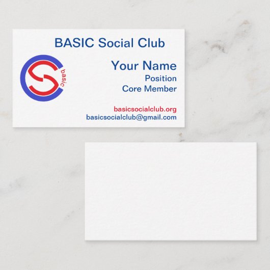 BASIC SOCIAL CLUB – カード (正面/裏面)