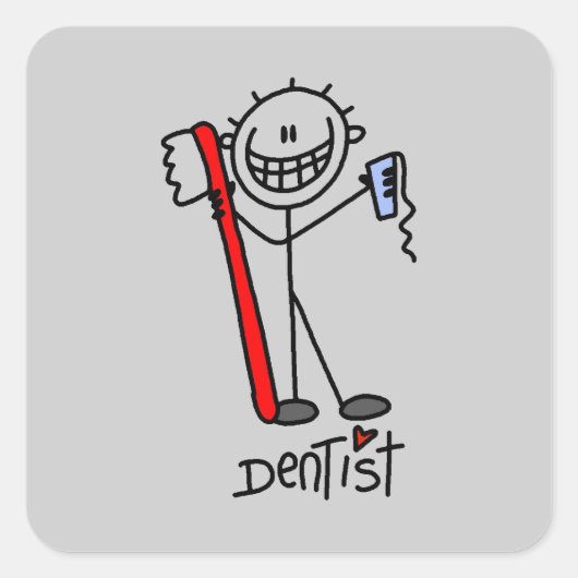 Basic+Stick+Figure+Dentist スクエアシール (正面)