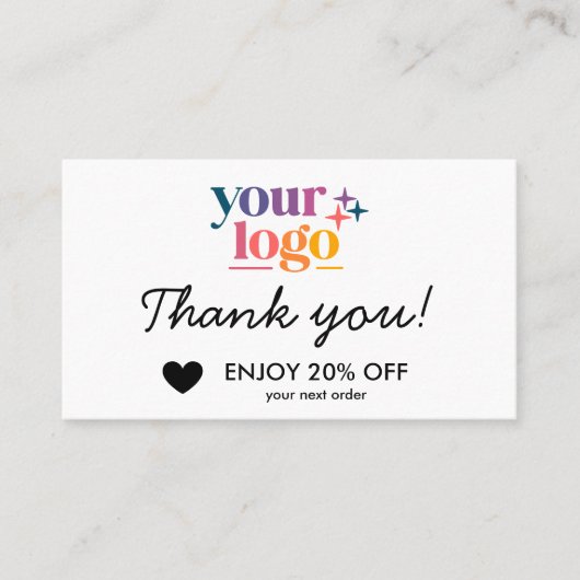 Basic Thank You Business Logo Business Discount 名刺 (正面)