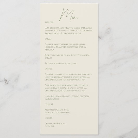 Basil ・手書き結婚スクリプト メニュー (正面)