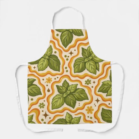Basil Pattern Kitchen Apron エプロン (正面)