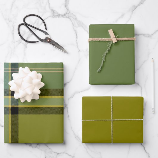 Basil & Sage Wrapping Paper Flat Sheet Set of 3 ラッピングペーパーシート (正面)