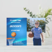 Basket Blue back Basketball Invitations with photo 招待状 (スタンド正面)