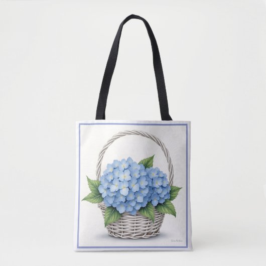 Basket of Blue Hydrangeas トートバッグ (正面)
