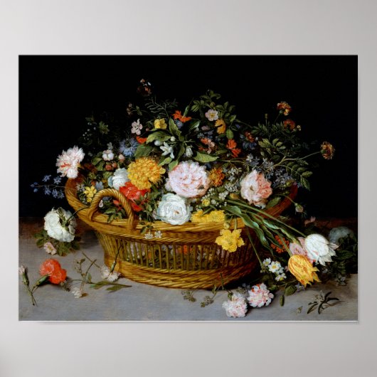 Basket of Flowers, Jan Brueghel the Younger ポスター (正面)