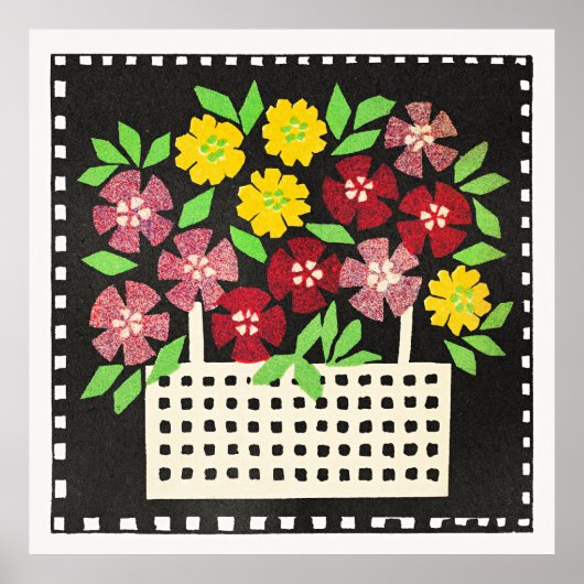 Basket of Flowers, red and yellow, ポスター (正面)
