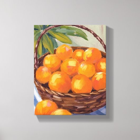 Basket of Oranges Fruit Citrus Painting キャンバスプリント (正面)
