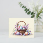 Basket with Easter Eggs and Flowers  シーズンポストカード (スタンド正面)