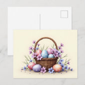 Basket with Easter Eggs and Flowers  シーズンポストカード (正面/裏面)