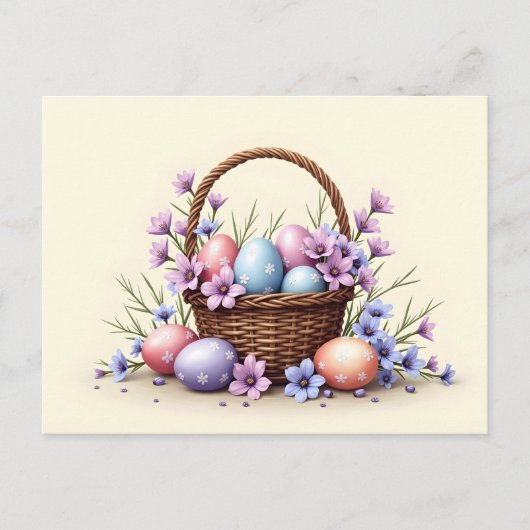 Basket with Easter Eggs and Flowers  シーズンポストカード (正面)