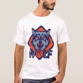 basket wolf logo sport animal loup tシャツ