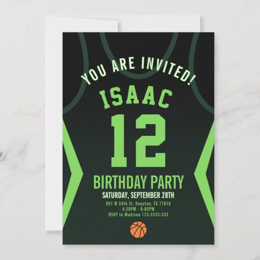 Basketball 12 Birthday Invitation 招待状 (正面)