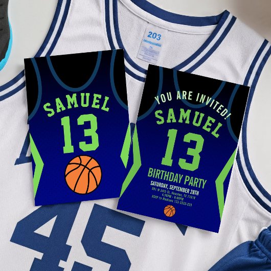 Basketball 13 Birthday Invitation  招待状