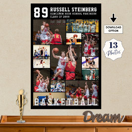 Basketball 13 Photo Collage Player Name Number ポスター
