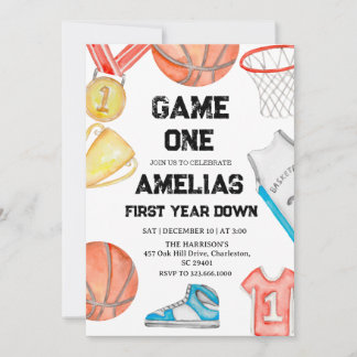 Basketball 1st Birthday American Sports Game On  招待状
