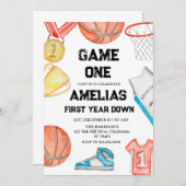 Basketball 1st Birthday American Sports Game On  招待状 (正面/裏面)