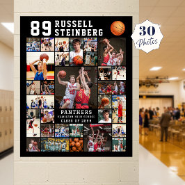 Basketball 30 Photo Collage Player Number ポスター