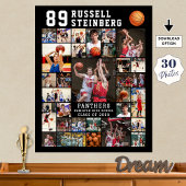 Basketball 30 Photo Collage Player Number ポスター
