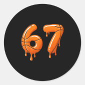 Basketball 67 Meme Funny Cool Slam Dunk For Boys K ラウンドシール (正面)