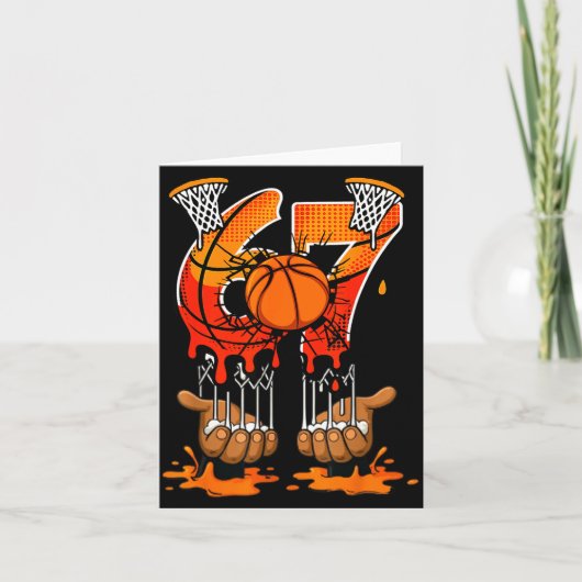 Basketball 67 Six Seven 6 7 Boys Funny Gen Alpha M カード (正面)