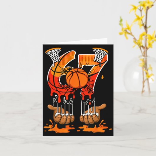 Basketball 67 Six Seven 6 7 Boys Funny Gen Alpha M カード (黄色い花)