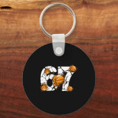 Basketball 67 Six Seven 6 7 Kids Funny Gen Alpha M キーホルダー (正面)