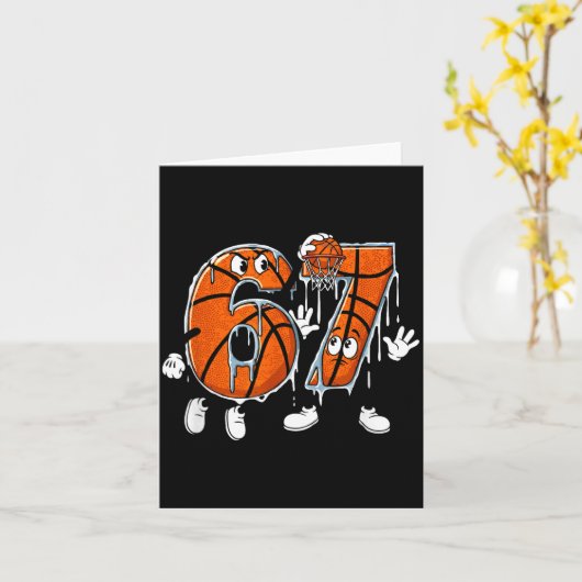 Basketball 67 Six Seven Cool Meme 6 7 Funny Drip N カード (黄色い花)