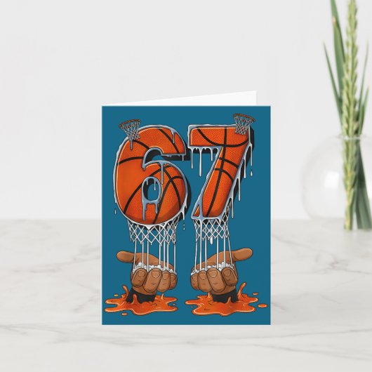 Basketball 67 Six Seven Funny Gen Alpha Meme Drip カード (正面)