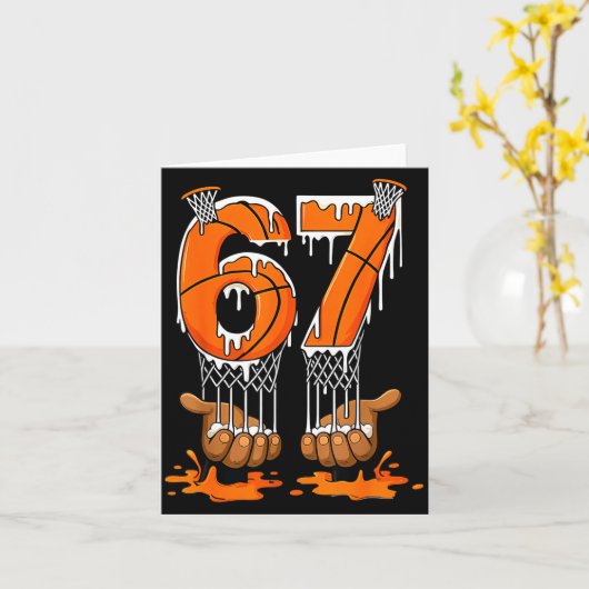 Basketball 67 Six Seven Funny Gen Alpha Meme Drip  カード (黄色い花)