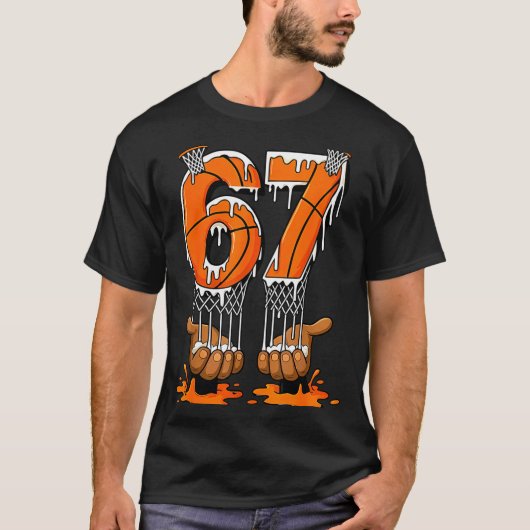 Basketball 67 Six Seven Funny Gen Alpha Meme Drip  Tシャツ (正面)
