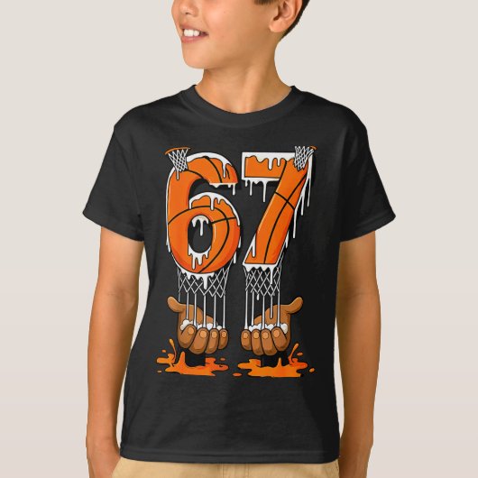 Basketball 67 Six Seven Funny Gen Alpha Meme Drip  Tシャツ (正面)