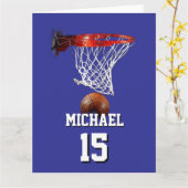 Basketball Add Your Name & Number Pop Art カード (黄色い花)