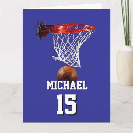 Basketball Add Your Name & Number Pop Art カード (正面)