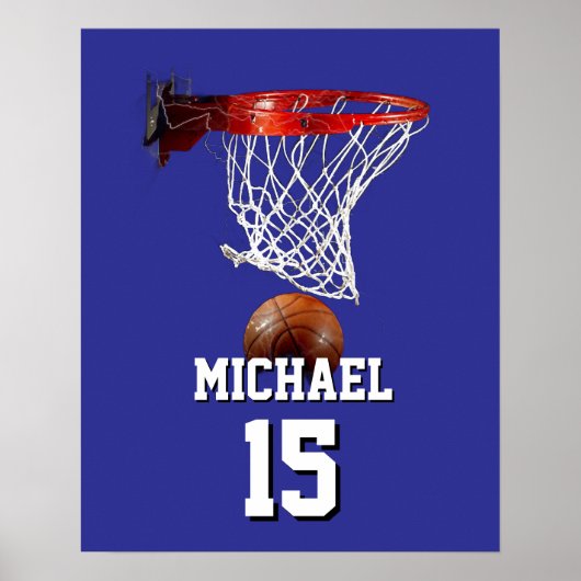 Basketball Add Your Name & Number Pop Art ポスター (正面)