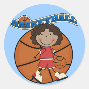 BASKETBALL African American Girl T-shirts and Gift ラウンドシール