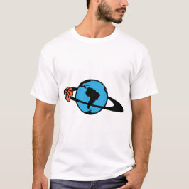 basketball anneau planete terre bleu tourne tシャツ