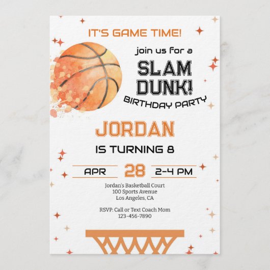 Basketball Any Age Birthday 招待状 (正面)