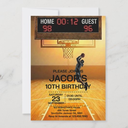 Basketball Any Age Birthday Invitation 招待状 (正面)