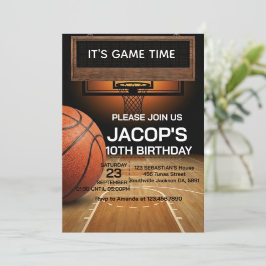 Basketball Any Age Birthday Invitation 招待状 (スタンド正面)