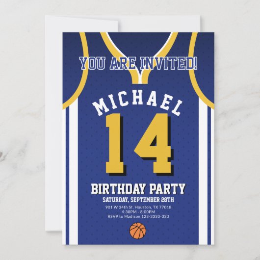 Basketball Any Age Birthday Invite  招待状 (正面)