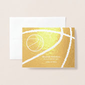 Basketball athlete sports graduation party gold 箔カード (封筒付き正面)