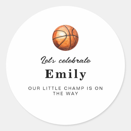 Basketball Baby Shower Stickers ラウンドシール (正面)