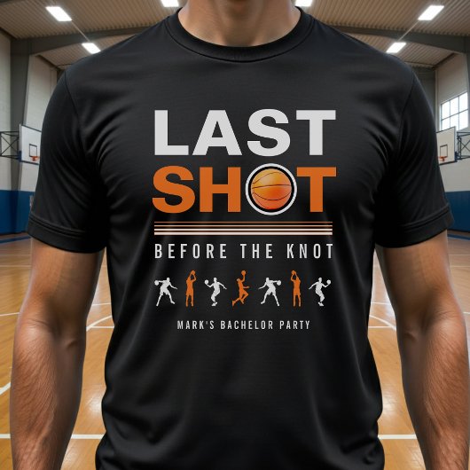 Basketball Bachelor Party Last Shot Orange & Black Tシャツ