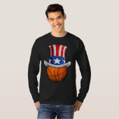Basketball Ball 4th Of July Uncle Sam American Fla Tシャツ (正面フル)