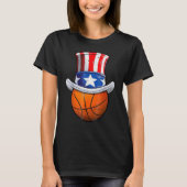 Basketball Ball 4th Of July Uncle Sam American Fla Tシャツ (正面)